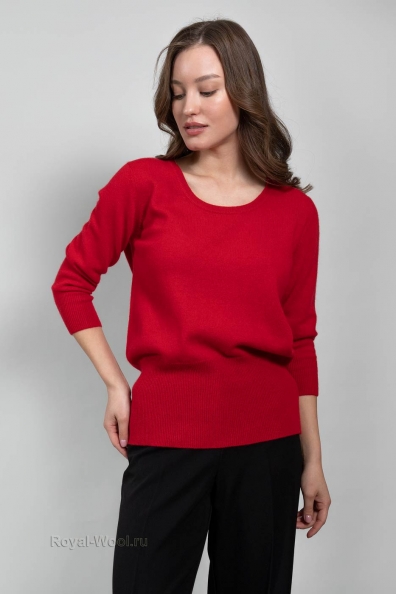 Женский красный джемпер круглый вырез 705-E-20