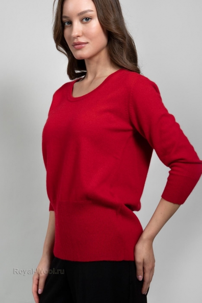 Женский красный джемпер круглый вырез 705-E-20