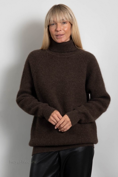 Зимний свитер женский коричневый из пуха яка 1911-31M-W