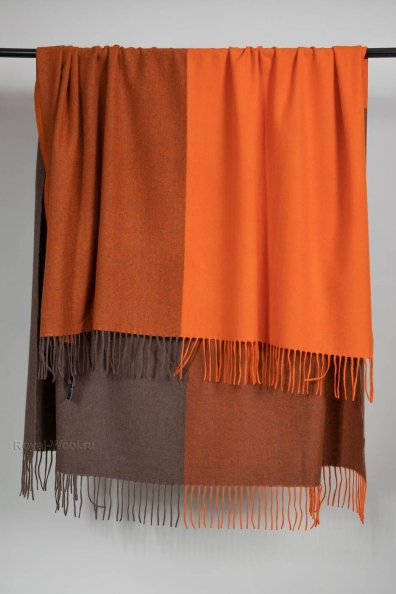 Кашемировый плед бежевый оранжевый 130х170 120-17
