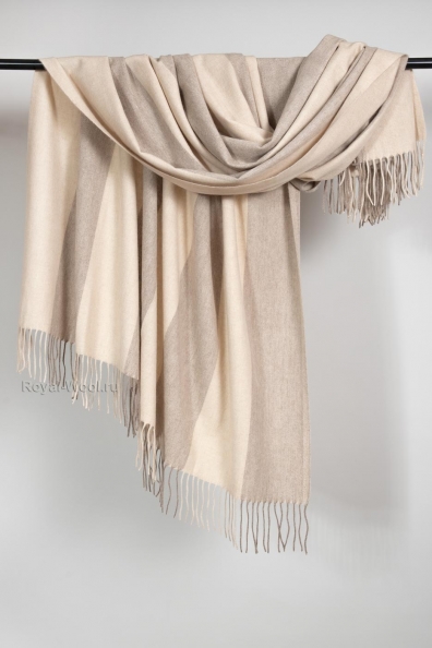 Кашемировый плед бежевый в полоску 130х170 120-19