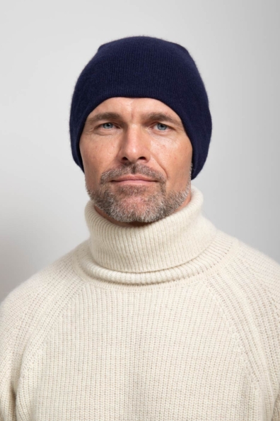 Мужская шапка из кашемира синяя 750-MT-51M