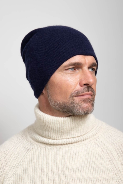 Мужская шапка из кашемира синяя 750-MT-51M