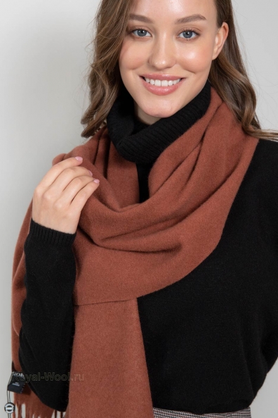 Шарф кашемировый коричневый медный 760-56