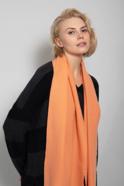 Шарф кашемировый персиковый оранжевый 760-57