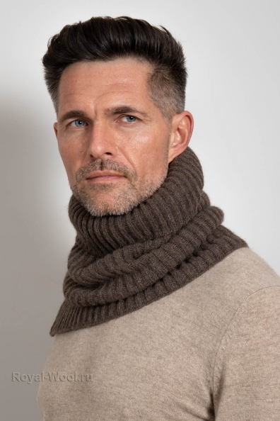 Вязаный воротник из пуха яка коричневый 096-5-9