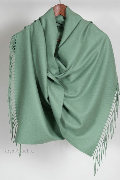 Кашемировый палантин серо-зеленый ментоловый 154-5-26