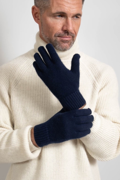 Мужские кашемировые перчатки темно-синие 106-7-9Кн