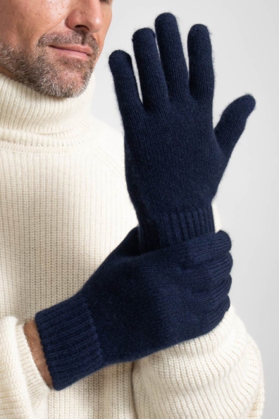 Мужские кашемировые перчатки темно-синие 106-7-9Кн