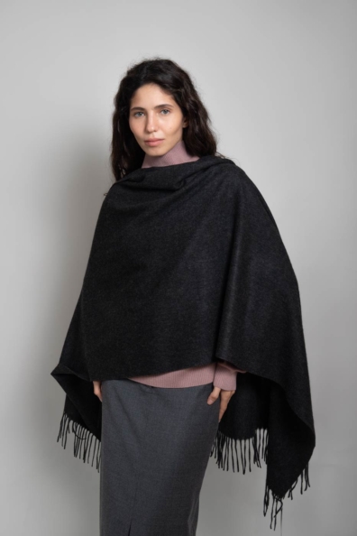 Палантин кашемировый темно-серый графит 154-5-7