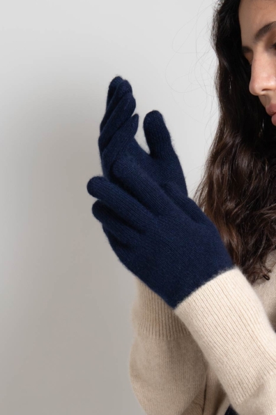 Синие кашемировые перчатки женские 106-7-19