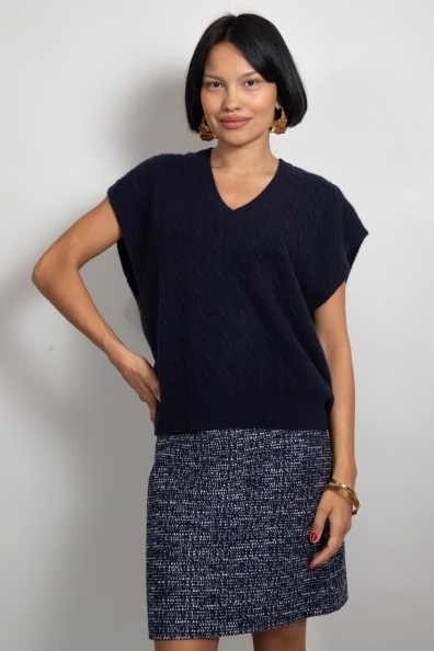 Безрукавка кашемир синяя женская 711M