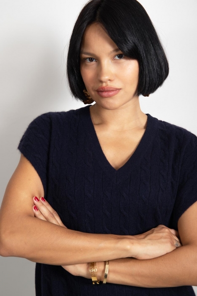 Безрукавка кашемир синяя женская 711M