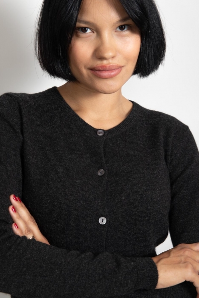 Графитовый джемпер кашемир на пуговицах 703-2E-10
