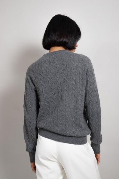 Кашемировый джемпер серый с рисунком 705-E-25