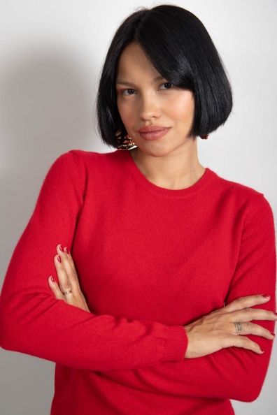 Кашемировый красный джемпер 705-E-22