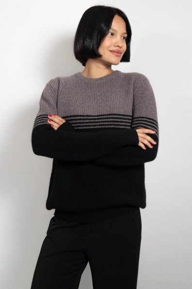 Женский теплый джемпер шерсть яка двухцветный 1911-24MT-W