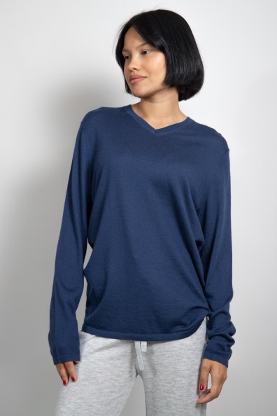 Джемпер синий женский кашемир-шёлк 701-GV-blue