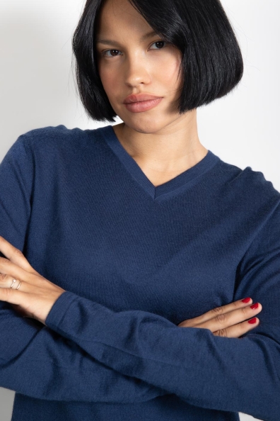 Джемпер синий женский кашемир-шёлк 701-GV-blue