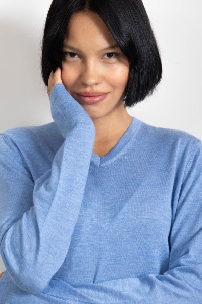 Джемпер тонкий женский кашемир-шёлк 701-GV-sky