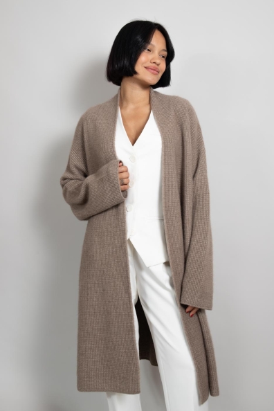 Кардиган-пальто бежевый кашемировый 712-M