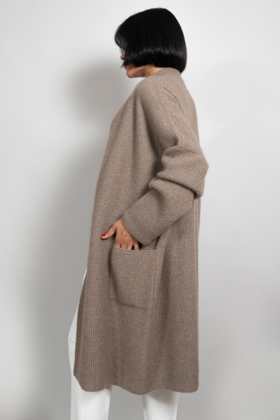 Кардиган-пальто бежевый кашемировый 712-M
