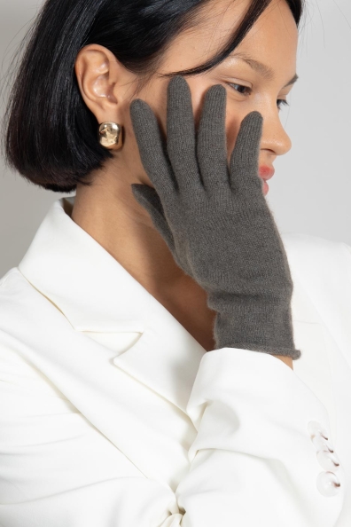Кашемировые перчатки дымчато-серые 106-7-22