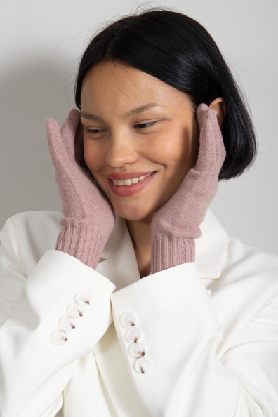 Кашемировые перчатки светло-розовые 106-7-23