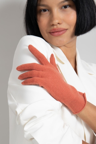 Кашемировые женские перчатки коралловые 106-7-20