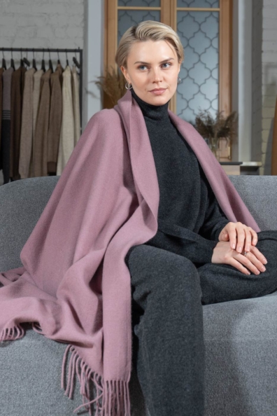 Кашемировый плед пыльно-розовый 145х180 125-1