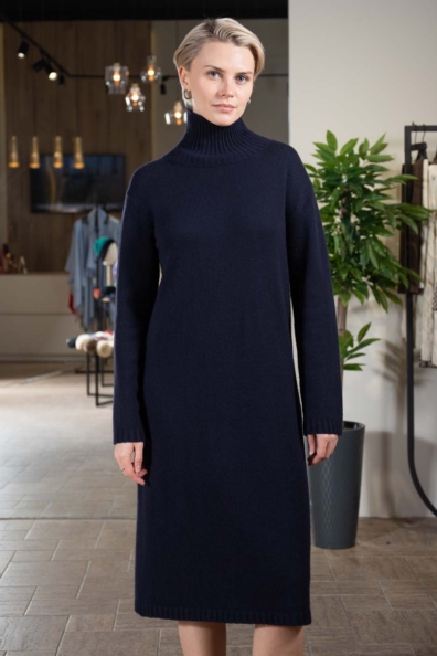 Платье кашемировое тёмно-синее 708-6M