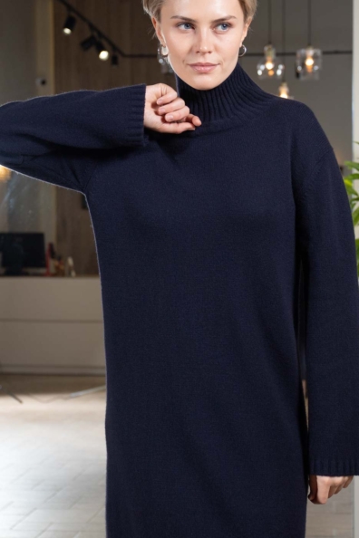 Платье кашемировое тёмно-синее 708-6M