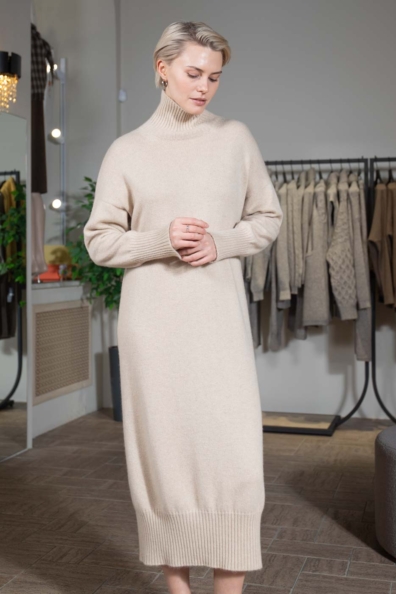 Платье светло-бежевое кашемировое 708-5M