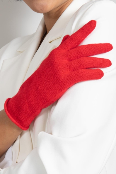Тонкие кашемировые перчатки красные 106-7-25