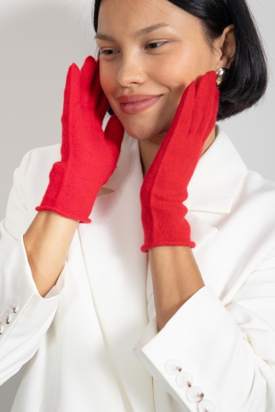 Тонкие кашемировые перчатки красные 106-7-25