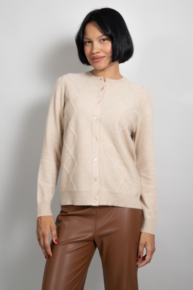 Женский джемпер светло-бежевый на пуговицах 713-BB