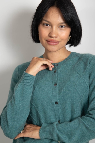 Женский кардиган сине-зеленый на пуговицах 713-BB-1