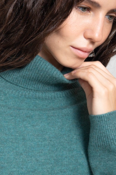 Кашемировый свитер женский сине-зеленый 705-BB-7