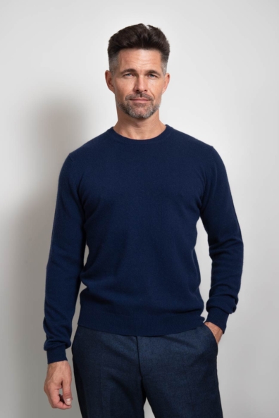 Мужской джемпер кашемир синий 713-E-8