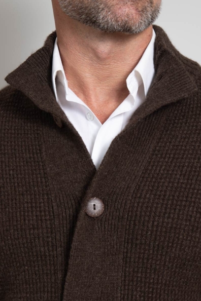 Мужской коричневый кардиган шерсть яка 1911-53-MBr