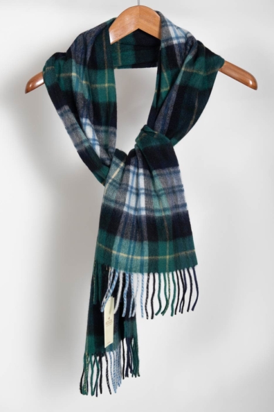 Мужской шарф из шерсти зеленая клетка 490-8T-2