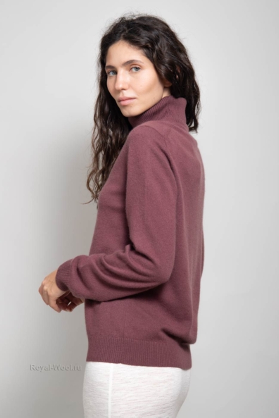 Свитер кашемир женский бежево-лиловый 705-BB-8