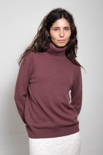 Свитер кашемир женский бежево-лиловый 705-BB-8