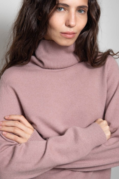 Свитер кашемировый женский серо-розовый 705-BB-11