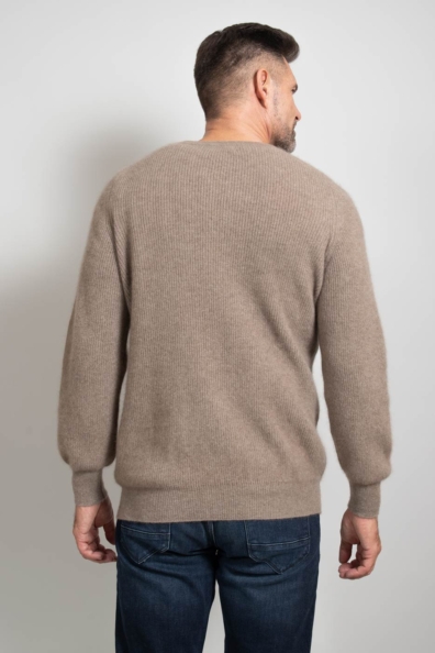 Джемпер кашемировый теплый темно-бежевый мужской 710-М-1