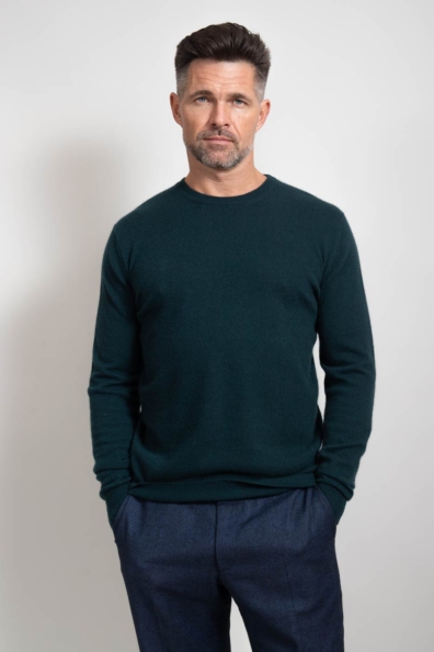 Мужской кашемировый джемпер темно-зелёный 713-E-12