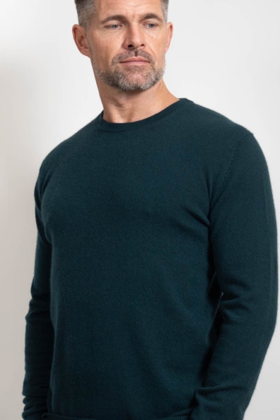 Мужской кашемировый джемпер темно-зелёный 713-E-12