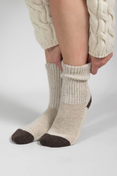 Носки теплые светлые шерсть яка и ягненка 101-T-2