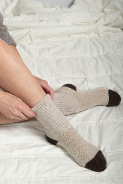 Носки теплые светлые шерсть яка и ягненка 101-T-2