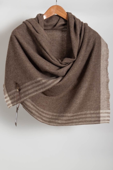 Палантин мужской чистошерстяной темно-бежевый 1131-2-19M